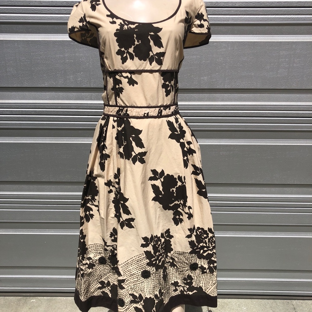 MaxMara Brown and Cream Floral print Dress